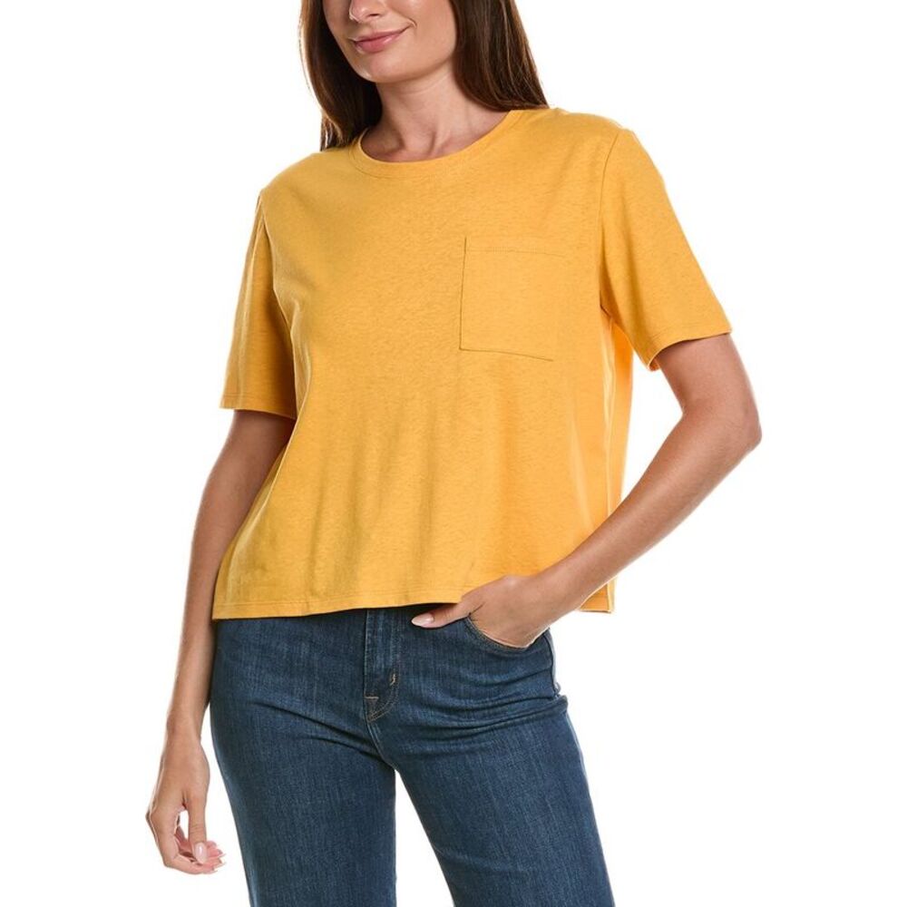 Lafayette 148 New York Womens  Linen-Blend T-Shirt, Gold